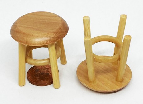 Dolls house small wood - dolls, stools