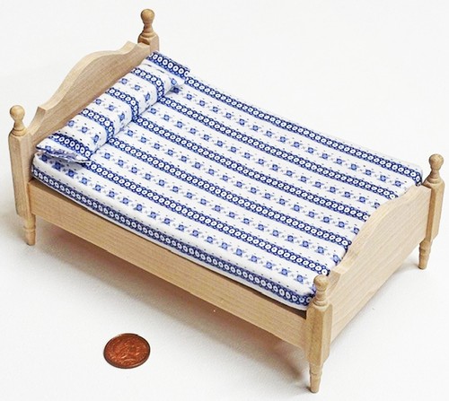 Dolls house single bed natural - single,